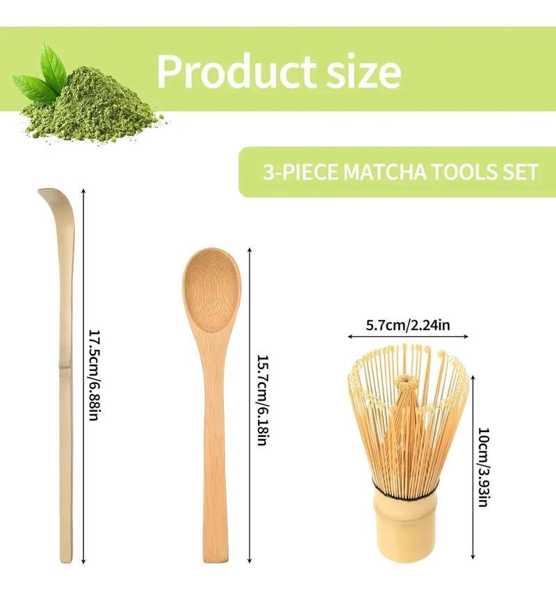 SET DE BATIDOR Y CUCHARAS DE BAMBU PARA PREPARAR TE  MATCHA - 2