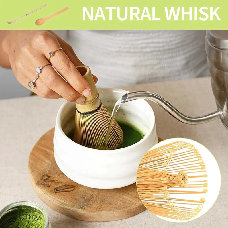 SET DE BATIDOR Y CUCHARAS DE BAMBU PARA PREPARAR TE  MATCHA - 3