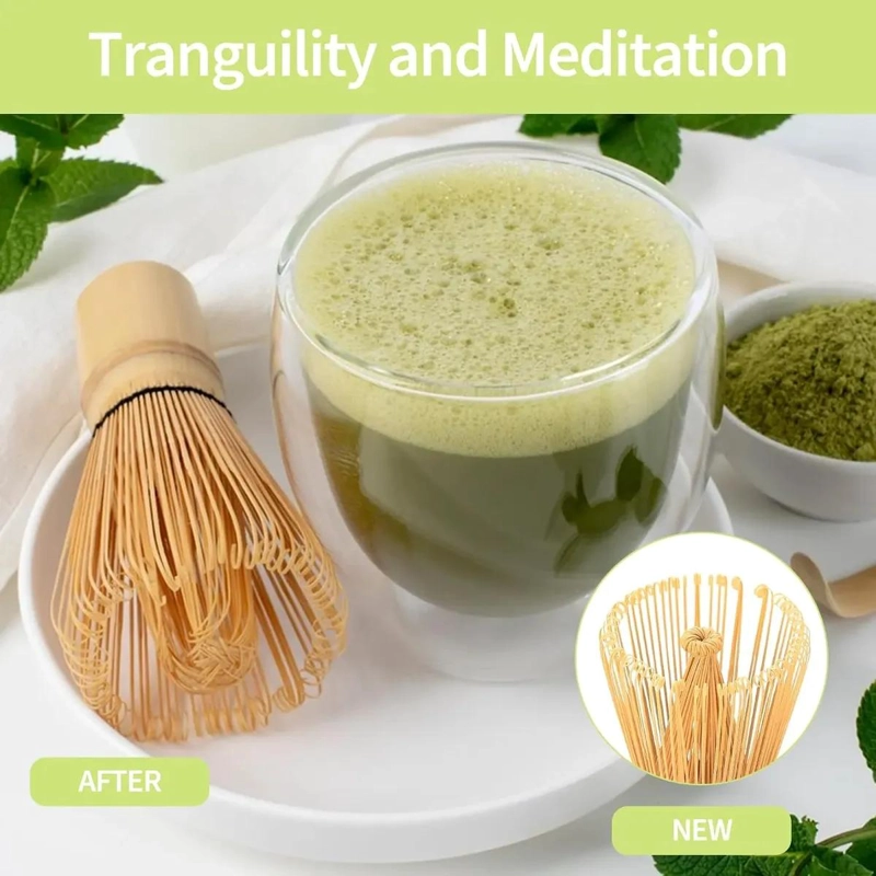 SET DE BATIDOR Y CUCHARAS DE BAMBU PARA PREPARAR TE  MATCHA - 6