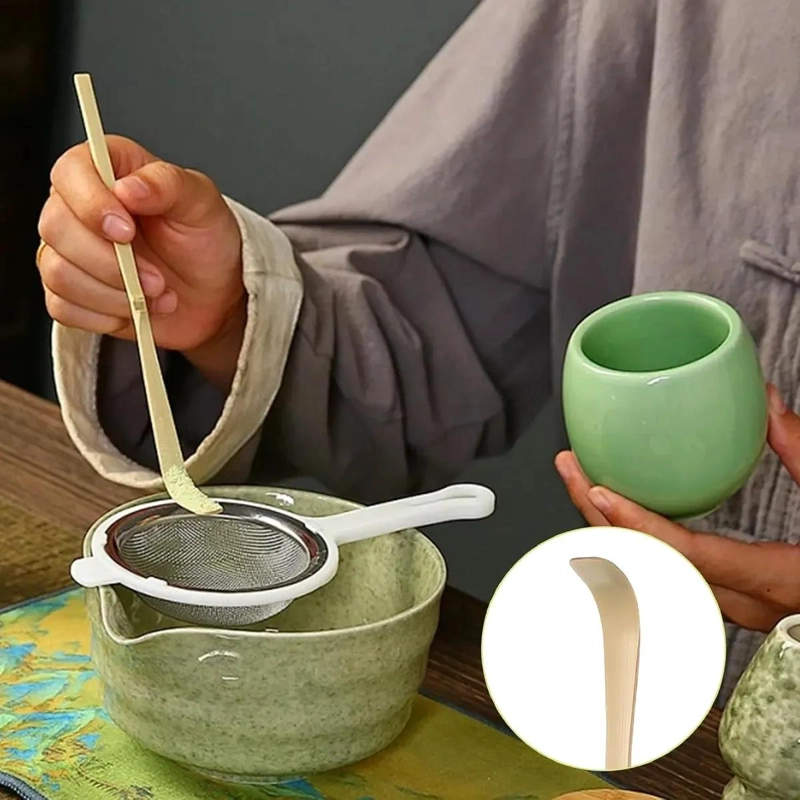 SET DE BATIDOR Y CUCHARAS DE BAMBU PARA PREPARAR TE  MATCHA - 7