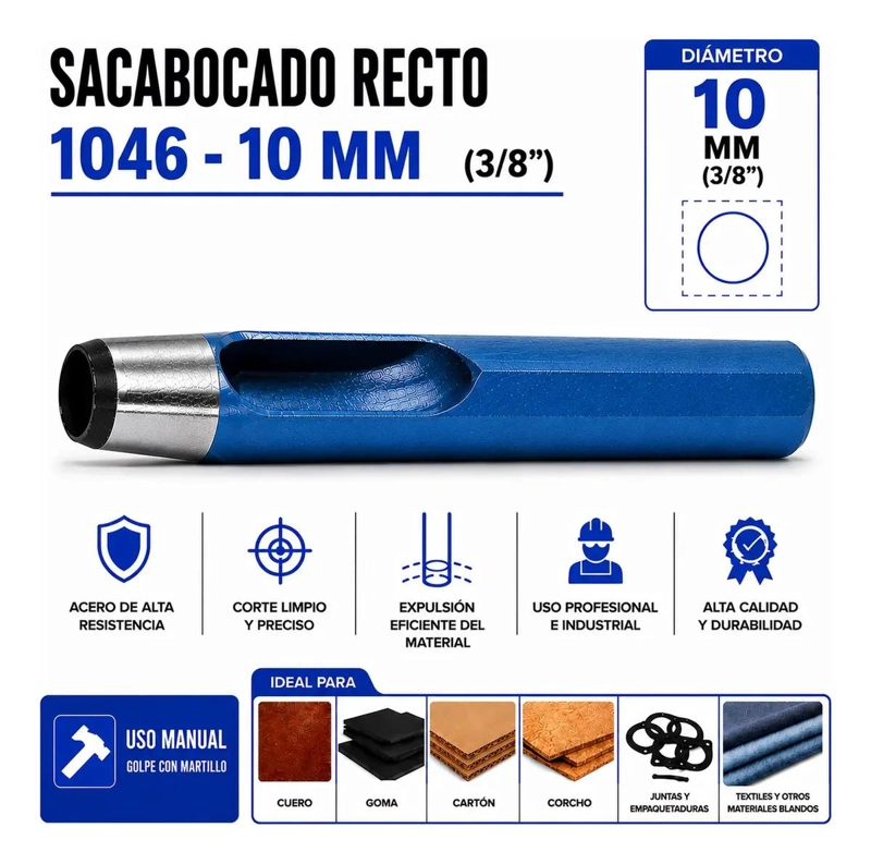 SACABOCADO RECTO DE 10 MM PARA PERFORACIONES PRECISAS - 1