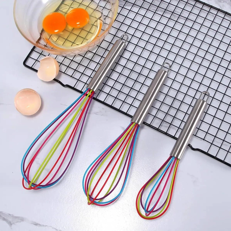 SET DE 3 BATIDORES MANUALES DE ACERO INOXIDABLE Y SILICONA PARA REPOSTERIA - 6