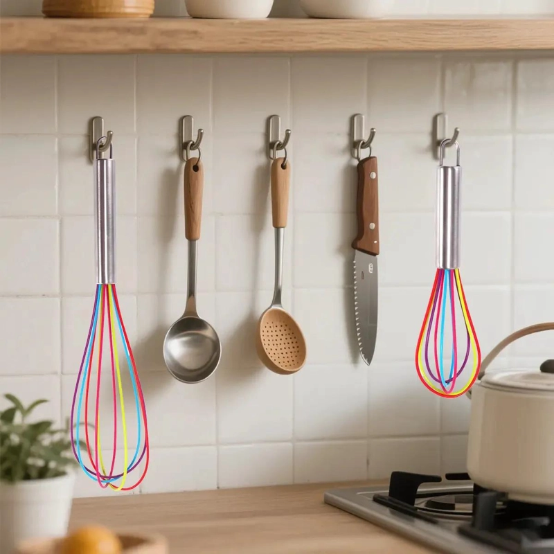 SET DE 3 BATIDORES MANUALES DE ACERO INOXIDABLE Y SILICONA PARA REPOSTERIA - 7
