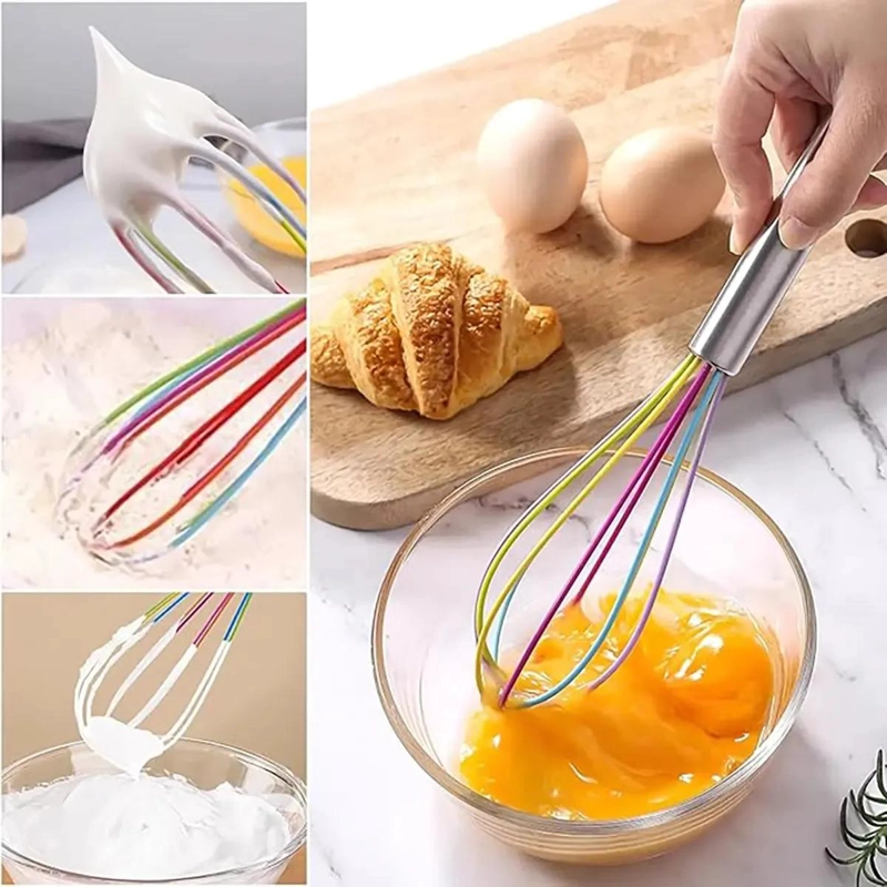 SET DE 3 BATIDORES MANUALES DE ACERO INOXIDABLE Y SILICONA PARA REPOSTERIA - 8