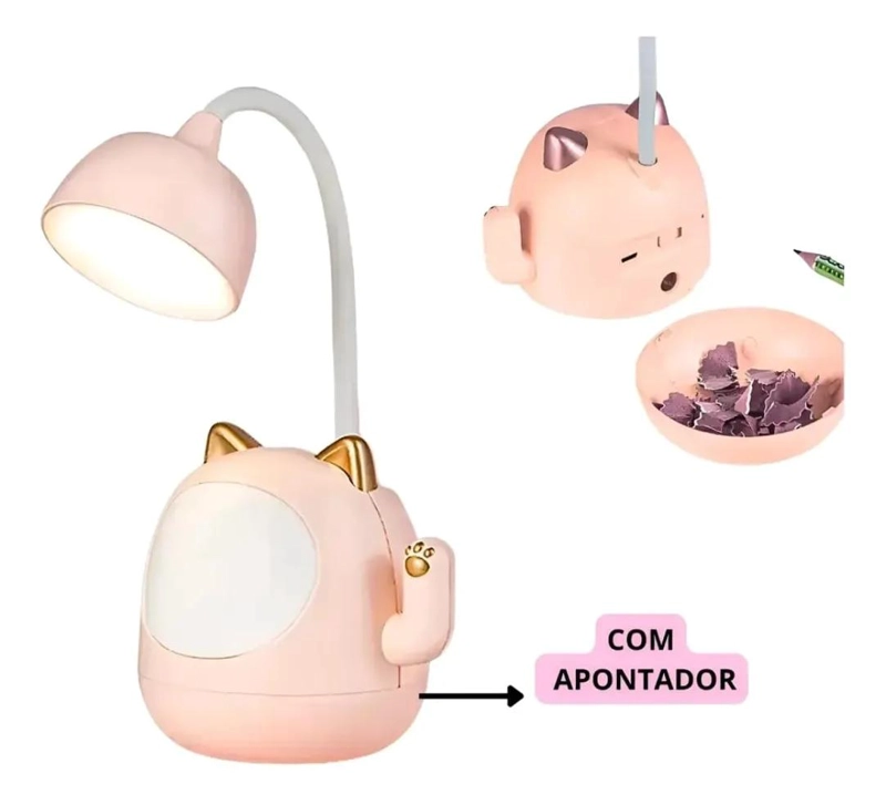 LAMPARA LED ROSA CON SACAPUNTAS Y PORTALAPICES INTEGRADO - 2