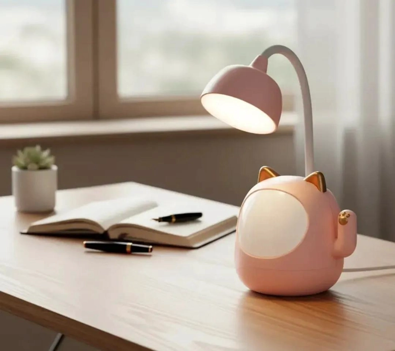 LAMPARA LED ROSA CON SACAPUNTAS Y PORTALAPICES INTEGRADO - 3