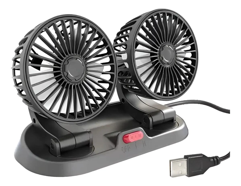 VENTILADOR DOBLE USB CON ROTACION 360° PARA CASA Y OFICINA - 1