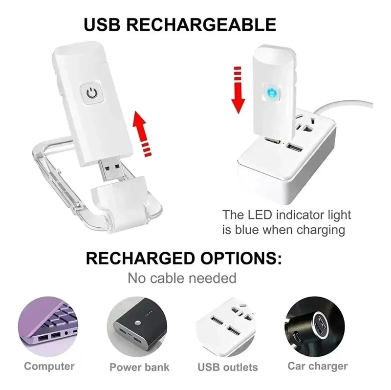 LAMPARA LED RECARGABLE PARA LECTURA CON CLIP Y LUZ CALIDA - 2