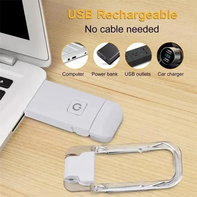 LAMPARA LED RECARGABLE PARA LECTURA CON CLIP Y LUZ CALIDA - 7