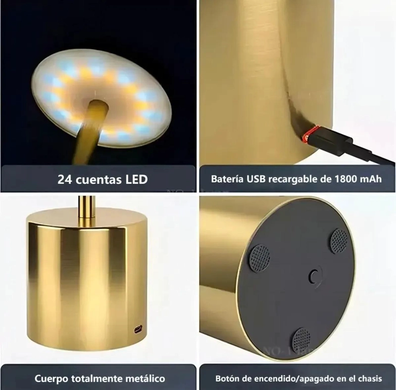 LAMPARA DE MESA LED DECORATIVA COLOR ORO PARA AMBIENTES MODERNOS - 3