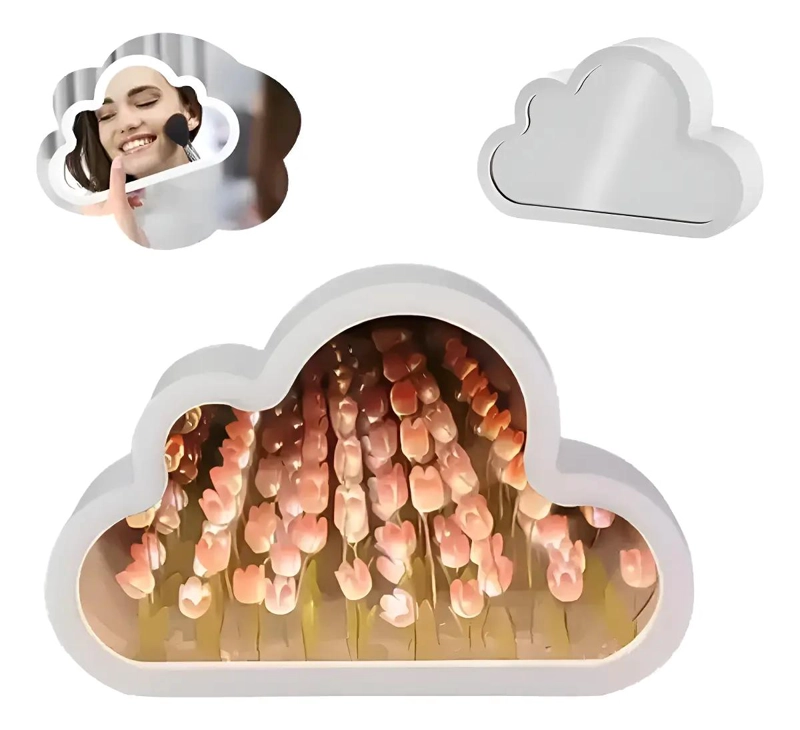LUZ NOCTURNA ESPEJO TULIPAN NUBE DECORATIVA PARA DORMITORIO - 1