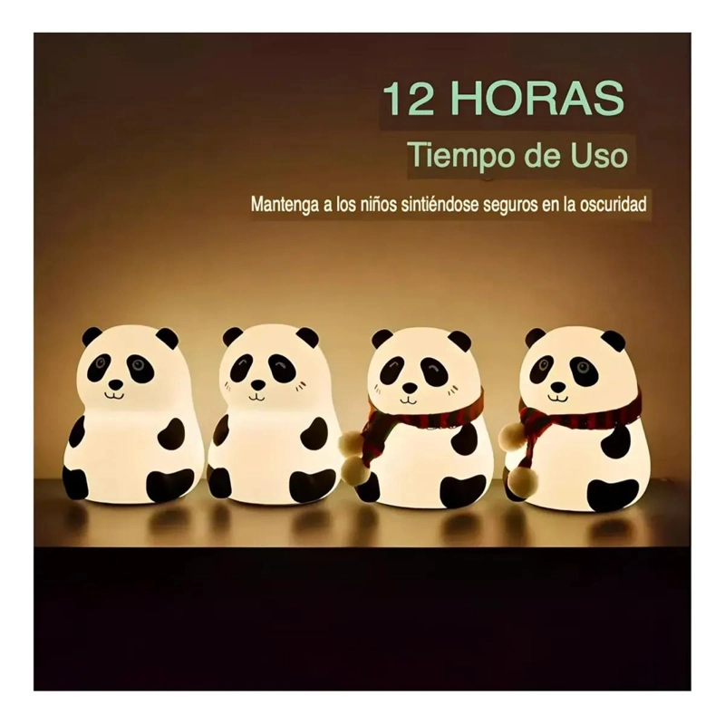 LAMPARA NOCTURNA DE SILICONA PANDA RECARGABLE CON 7 COLORES - 3