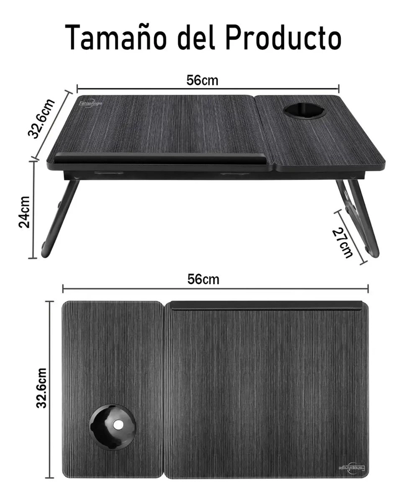 MESA PLEGABLE AJUSTABLE PARA LAPTOP CON POSAVASOS INTEGRADO - 8