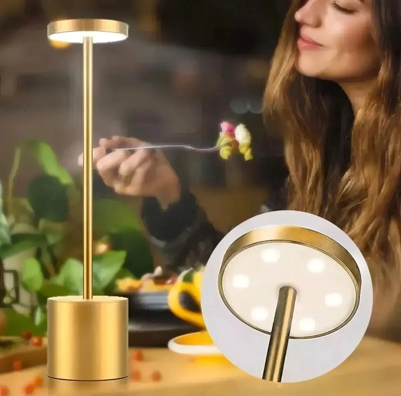 LAMPARA DE MESA LED DECORATIVA EN COLOR ORO PARA AMBIENTES - 4