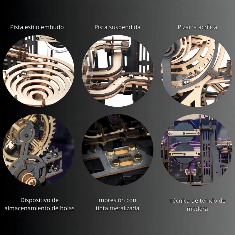 PUZZLE 3D DE MADERA CIRCUITO DE CANICAS CIUDAD NOCTURNA - 6