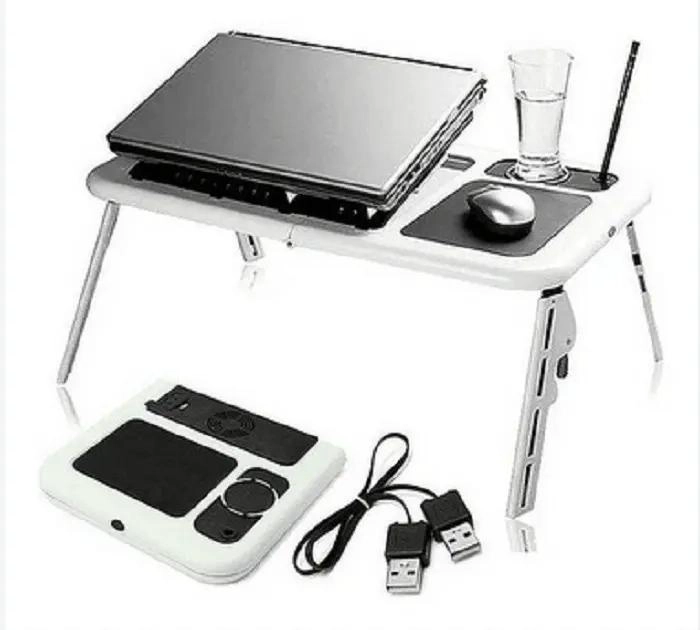 MESA PORTATIL PLEGABLE PARA COMPUTADORA CON VENTILADORES - 3