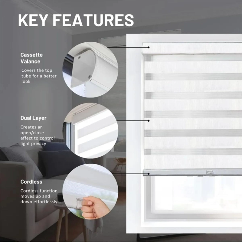 PERSIANA ENROLLABLE ZEBRA SIN CORDON 31X72 PULGADAS IDEAL PARA INTERIORES - 5