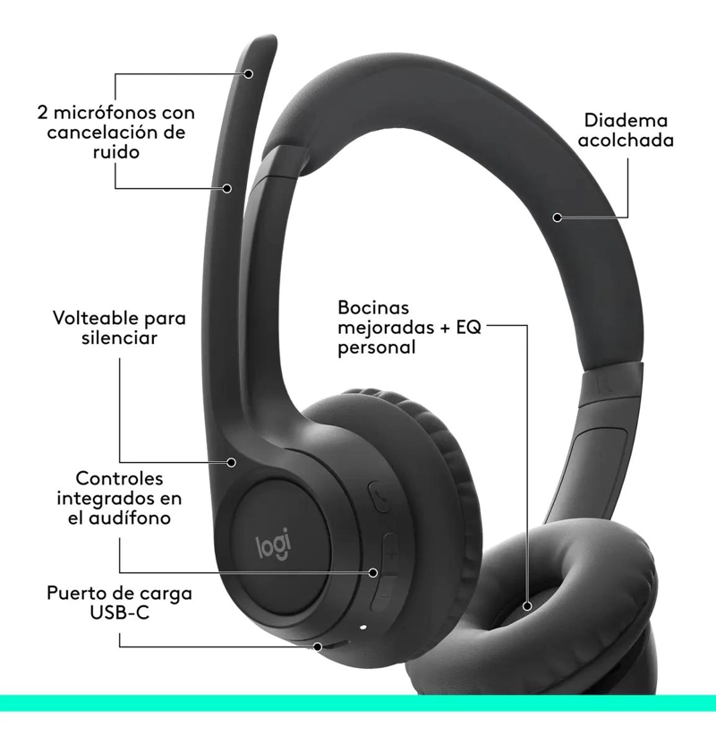 AURICULARES INALAMBRICOS CON MICROFONO Y CANCELACION DE RUIDO - 6