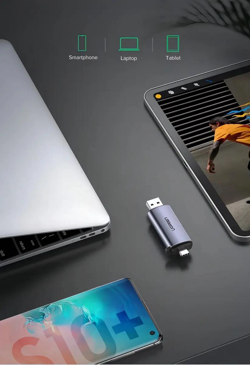 LECTOR DE TARJETAS MICRO SD Y SD CON CONEXION USB-C Y USB 3.0 - 8