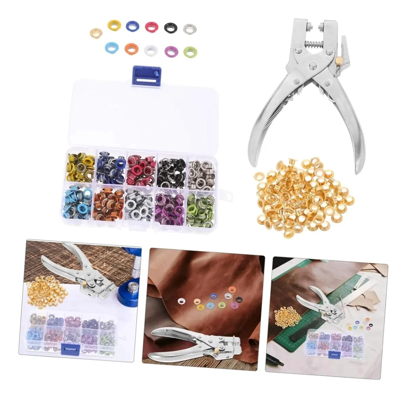 SET DE OJALES METALICOS CON PERFORADORA Y 400 OJETILLOS - 2