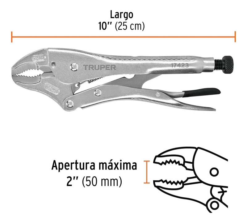 LLAVE CAIMAN MORDAZA CURVA 10 PULGADAS - 3