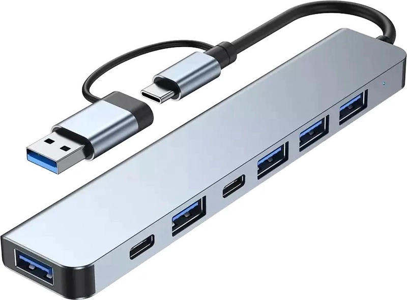 ADAPTADOR USB TIPO C 7 PUERTOS PARA DISPOSITIVOS MOVILES Y LAPTOPS - 2