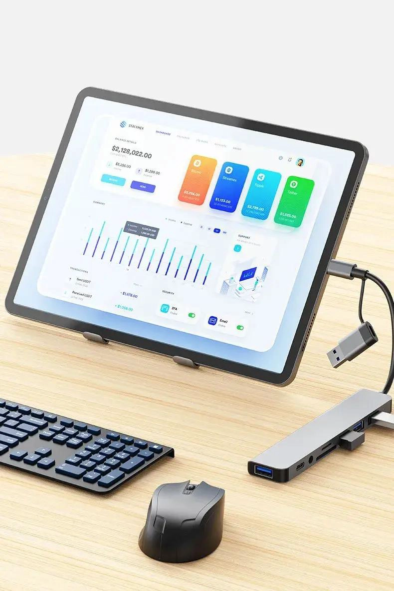 ADAPTADOR USB TIPO C 8 EN 2 PARA CONECTAR PERIFE RICOS - 2
