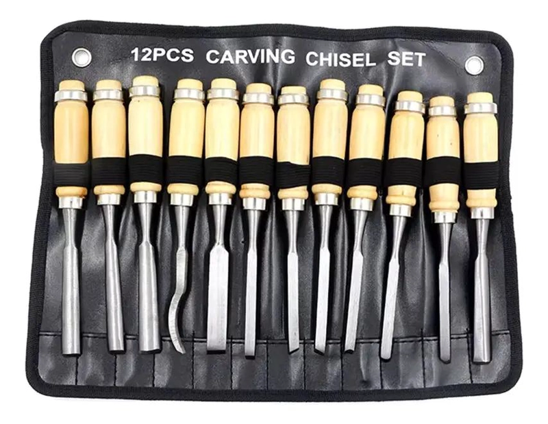 JUEGO DE CINCELES PARA TALLAR MADERA 12 PIEZAS IDEAL PARA ARTESANOS - 6