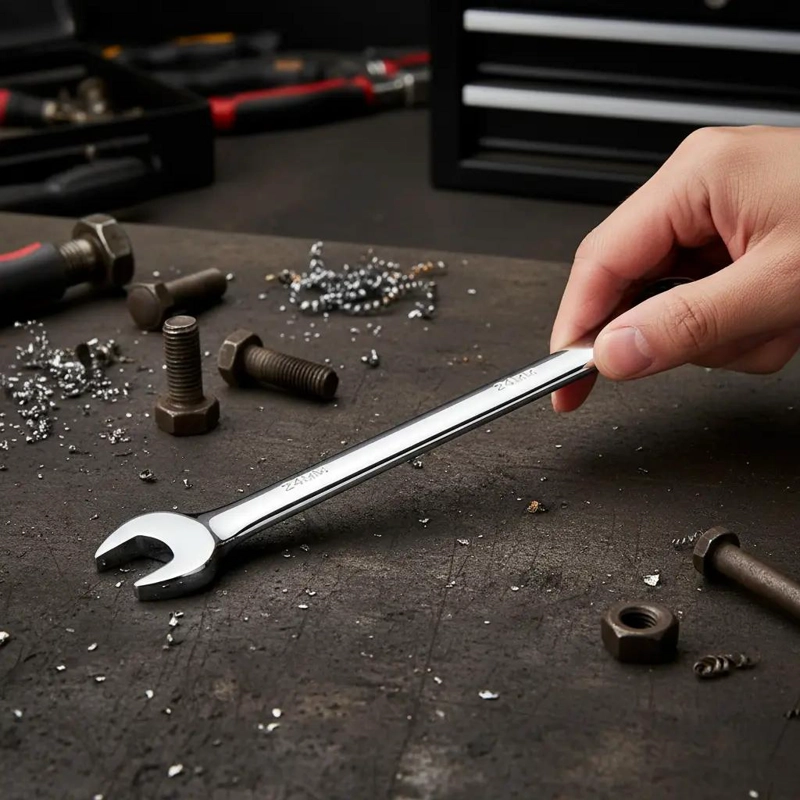 LLAVE DE PUNTA DE CORONA CON CHICHARRA 24MM ACERO CROMADO - 6
