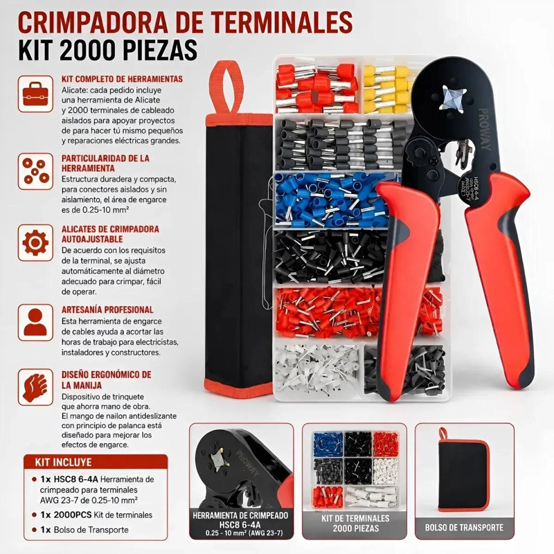 ALICATE CRIMPEADOR PARA TERMINALES Y PUNTERAS DE CABLE - 3