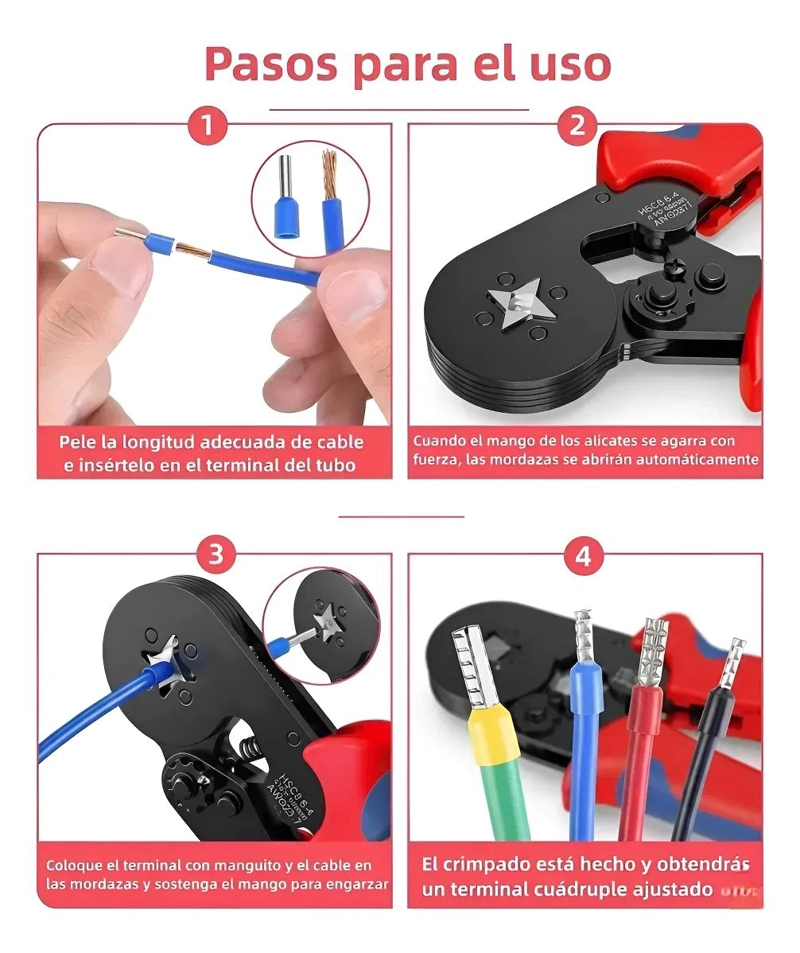 ALICATE CRIMPEADOR PARA TERMINALES Y PUNTERAS DE CABLE - 7