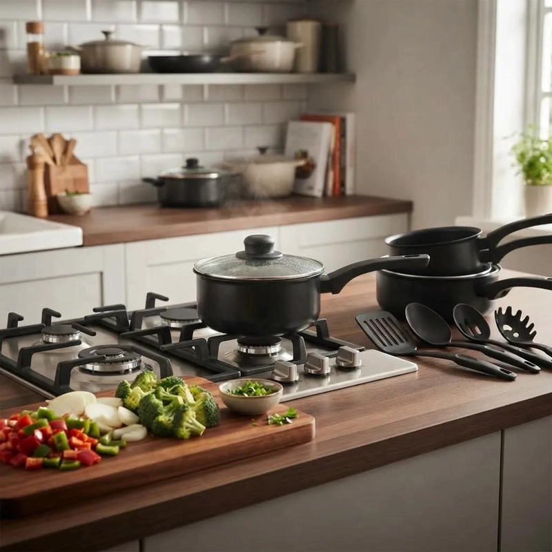 SET DE COCINA COMPLETO CON 13 PIEZAS ANTIADHERENTES PARA USO DIARIO - 5