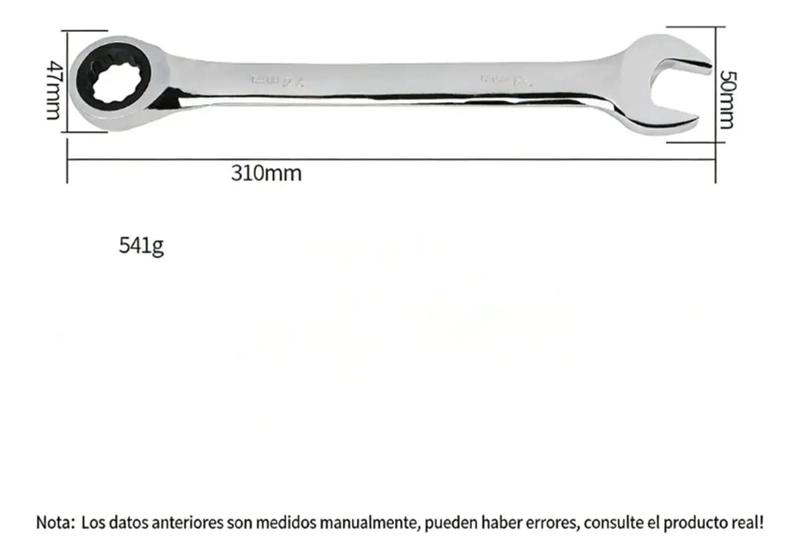 LLAVE DE PUNTA DE CORONA CON CHICHARRA DE 24MM CROMADA - 2