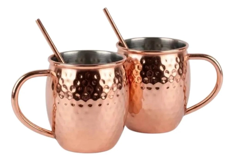 SET DE 2 VASOS DE COBRE PARA COCTELES DE 500 ML CON DISEÑO ERGONOMICO - 1