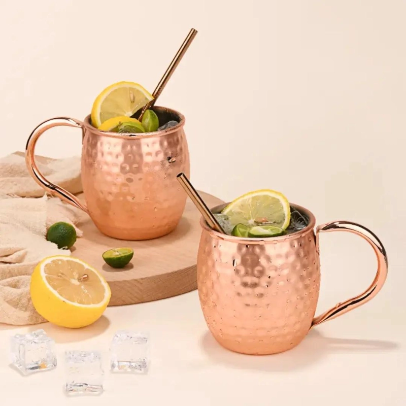 SET DE 2 VASOS DE COBRE PARA COCTELES DE 500 ML CON DISEÑO ERGONOMICO - 5