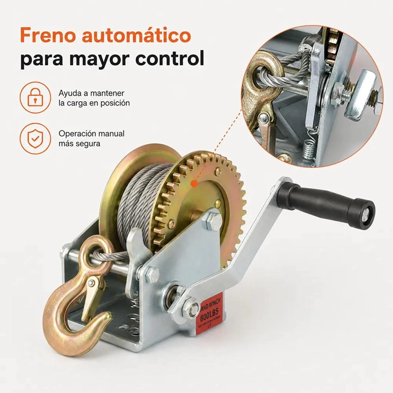WINCHE MALACATE MANUAL 800 LIBRAS PARA CARGA PESADA - 6