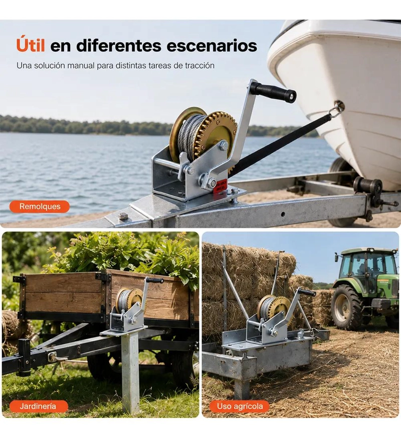 WINCHE MALACATE MANUAL 800 LIBRAS PARA CARGA PESADA - 8