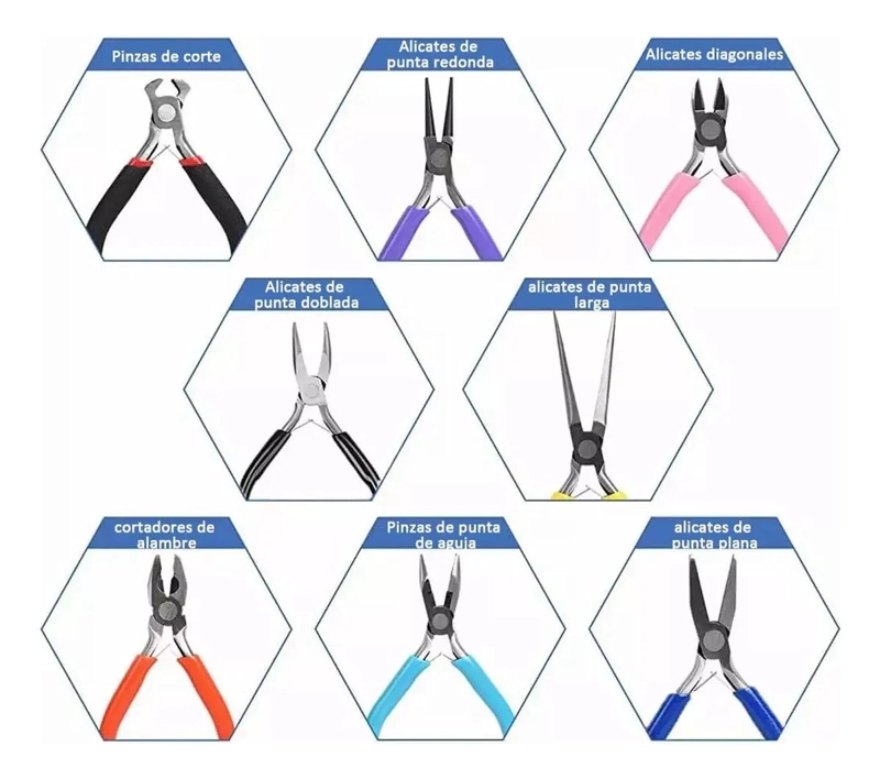 KIT DE 8 ALICATES PARA CREACION Y REPARACION DE JOYAS - 2