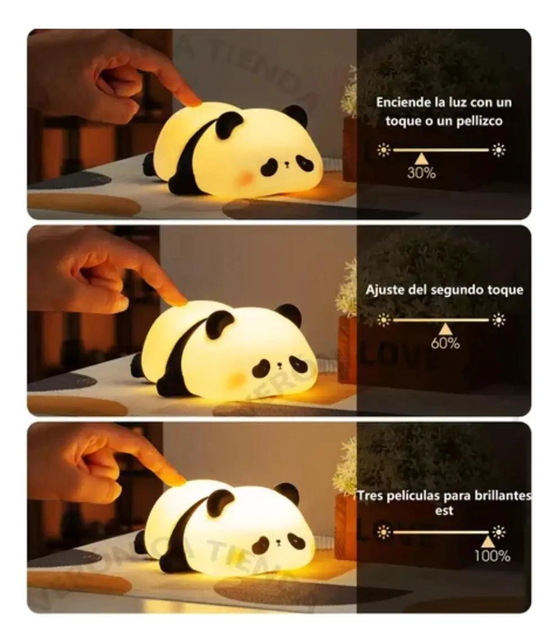 LAMPARA NOCTURNA PANDA RECARGABLE CON LUZ REGULABLE - 6