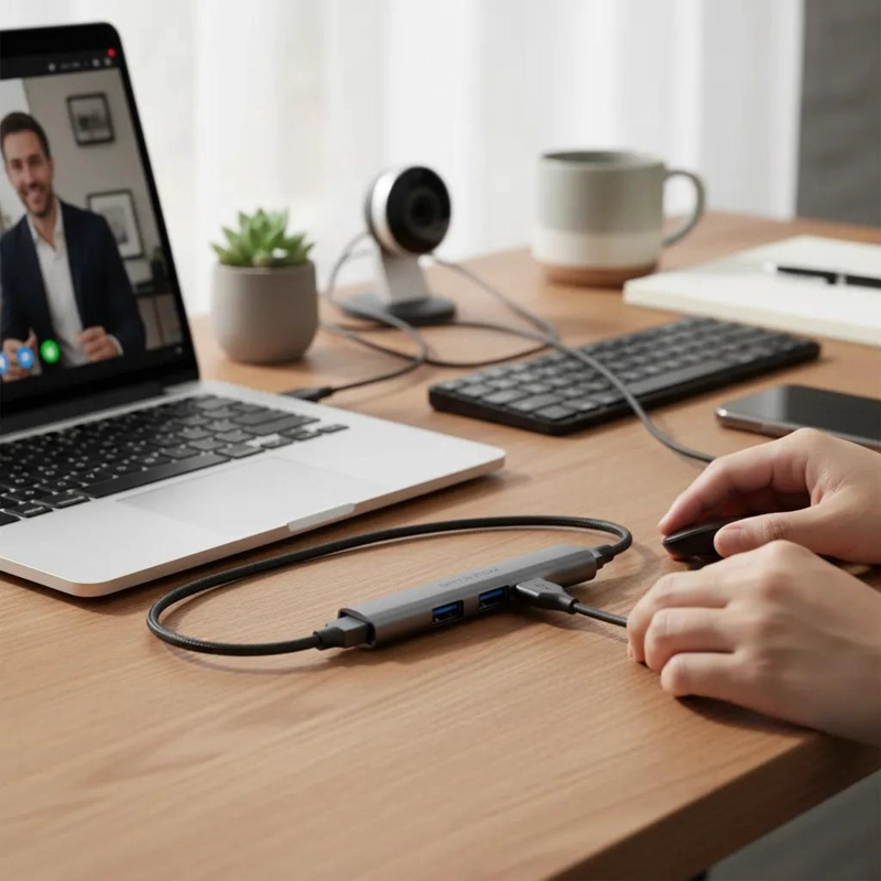 MINI HUB USB 3.0 4 PUERTOS COLOR NEGRO COMPACTO - 2
