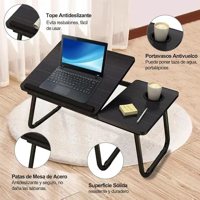 MESA PLEGABLE AJUSTABLE PARA USO EN CAMA Y OFICINA - 5