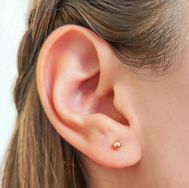 AROS ABRIDORES BEBE  BOLITA 3MM LAMINADOS EN ORO 18K - 2
