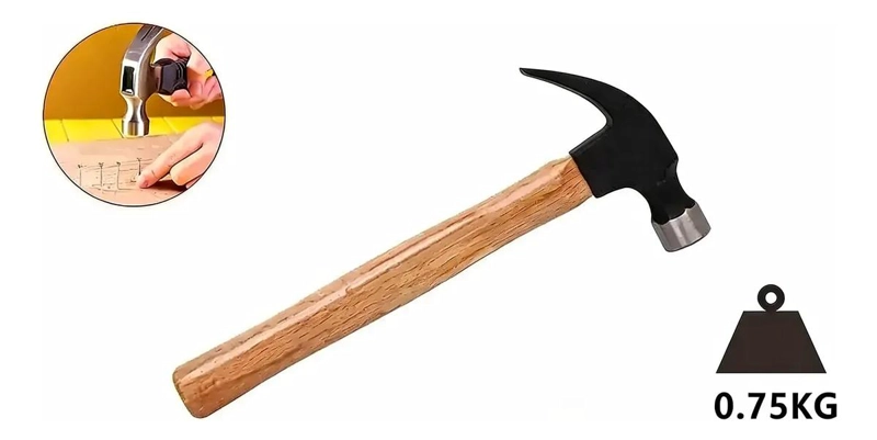 MARTILLO CARPINTERO 750G MANGO MADERA 33CM - 2