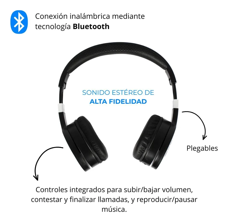 AUDIFONOS BLUETOOTH PLEGABLES CON MICROFONO Y SONIDO ESTE REO - 3