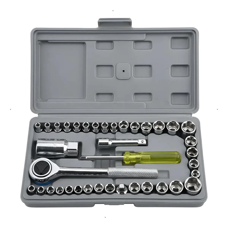 KIT DE HERRAMIENTAS DE TUBO Y TRINQUETE 40 PIEZAS - 1