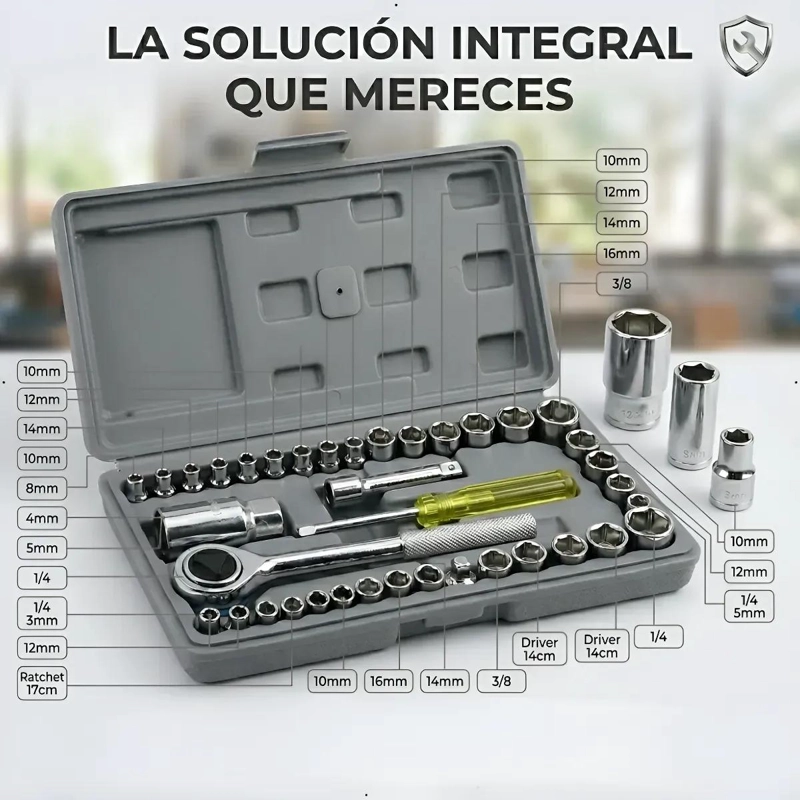 KIT DE HERRAMIENTAS DE TUBO Y TRINQUETE 40 PIEZAS - 2