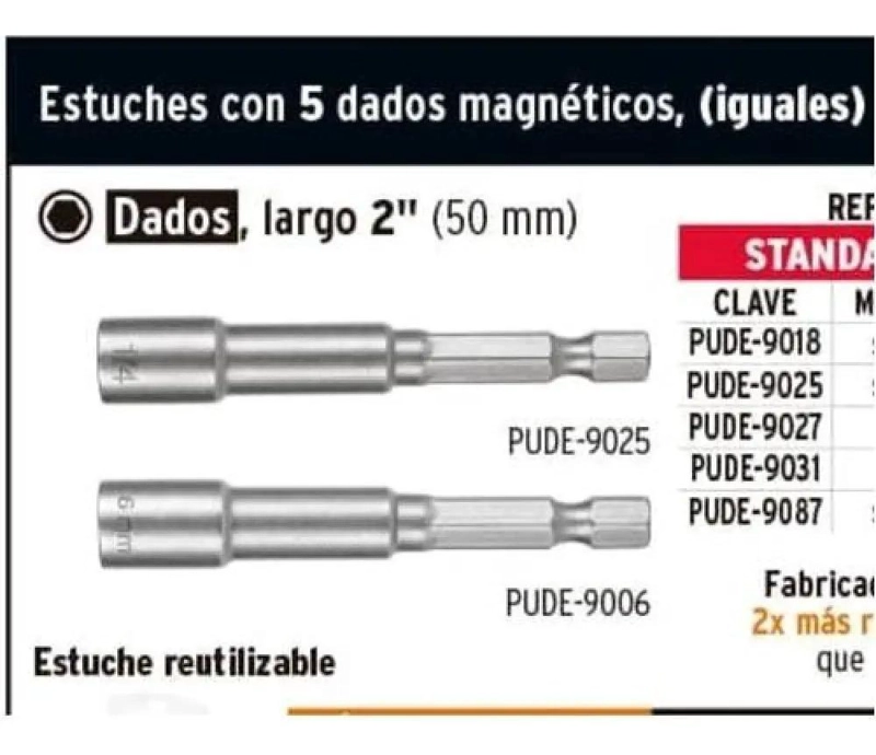 SET DE 5 DADOS MAGNE TICOS HEXAGONALES PARA TORNILLOS - 3