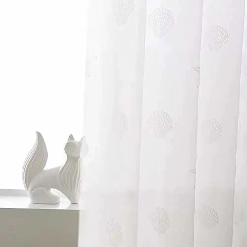 CORTINAS NAUTICAS BLANCAS CON PATRON DE ESTRELLA - 7
