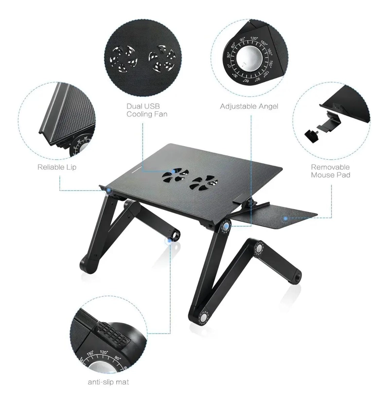 MESA PLEGABLE PARA LAPTOP CON VENTILADORES Y DISEÑO AJUSTABLE - 4