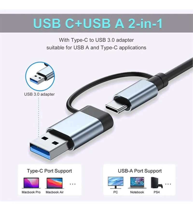 ADAPTADOR USB TIPO C 8 PUERTOS PARA ORDENADORES Y DISPOSITIVOS - 10